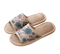 ZMCGNO Pantoufles D'intérieur En Lin For Couple, Plancher Bois For La Maison, Antidérapantes For Hommes Et Femmes, De Printemps D'été(Green,39-40(240mm))