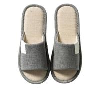 ZMCGNO Pantoufles en lin au printemps et automne, pantoufles d'intérieur coton for la maison, de sol universelles tissu for Couple, toutes saisons(GRAY,40-41)