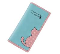 ZMCGNO Porte-Monnaie en Cuir de Chat for Femme, Portefeuille Long, Marque Mode, Porte-Monnaie à Fermeture éclair, Joli Sac Main, Pochette(Green)