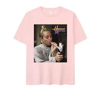 ZMCLZMD Miley Cyrus Drôle Fumer Graphique T-Shirt Hannah Montana AES Manches Courtes Jeunesse Tendance Style Rétro Couple Haut Unisexe-Pink||l
