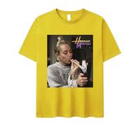ZMCLZMD Miley Cyrus Drôle Fumer Graphique T-Shirt Hannah Montana AES Manches Courtes Jeunesse Tendance Style Rétro Couple Haut Unisexe-Yellow||3X_l