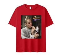 ZMCLZMD Miley Cyrus Drôle Fumer Graphique T-Shirt Hannah Montana AES Manches Courtes Jeunesse Tendance Style Rétro Couple Haut Unisexe-Red||3X_l