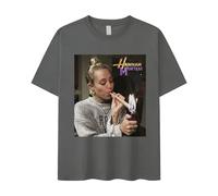 ZMCLZMD Miley Cyrus Drôle Fumer Graphique T-Shirt Hannah Montana AES Manches Courtes Jeunesse Tendance Style Rétro Couple Haut Unisexe-Dark Grey||l