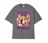ZMCLZMD Miley Cyrus T-Shirts Hannah Montana Hip Hop Style Rétro T-Shirts Graphiques Design Peint Populaire Hip Hop Tendance pour Les Hommes Et Les Femmes-Dark Gary||3X_l