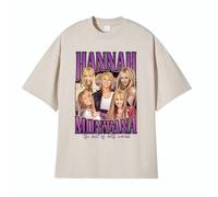 ZMCLZMD Miley Cyrus T-Shirts Hannah Montana Hip Hop Style Rétro T-Shirts Graphiques Design Peint Populaire Hip Hop Tendance pour Les Hommes Et Les Femmes-Khaki||s