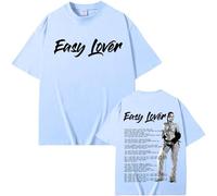 ZMCLZMD Tshirts Miley Cyrus -Easy Lover T-Shirts Imprimés Graphiquement Hannah Montana AES Sweatshirt Tendance Jeune Style Rétro Couple Top Unisex-Light-Blue||x_s