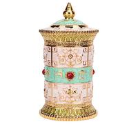 ZMCPODALK Boîte porte-bâtonnets de dentition à rotation, distributeur de bâtonnets de dentition avec un mécanisme de couvercle lisse, conteneur décoratif en alliage d’étain peint à la main