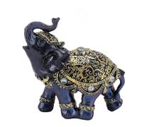 ZMCPODALK Statuette d’éléphant en résine Bleue, Statue Porte-Bonheur du Feng Shui pour la Richesse, Ornement décoratif avec Tenue cérémonielle, idéal pour l’entrée, Le Bureau ou Le Bureau à (Petite)