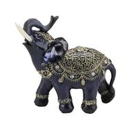 ZMCPODALK Statuette d’éléphant en résine Bleue, Statue Porte-Bonheur du Feng Shui pour la Richesse, Ornement décoratif avec Tenue cérémonielle, idéal pour l’entrée, Le Bureau ou Le Bureau à (Grande)