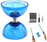 ZMCVOE Diabolo Roulement à Billes, Diabolo Roulement à Billes Lumière avec Corde de 10 M, Ensemble de Jonglage à Roulements à Billes pour Débutants et Professionnels (Bleu)