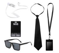 ZMDMAH 1 Ensemble agent espion pour homme, men in black accessoires, accessoires avec lunettes de soleil, cravate, carte d'identité et porte-cartes, convient aux hommes, femmes et enfants