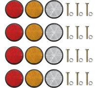 ZMDMAH 12 catadioptres Ronds Diamètre 60 mm en 3 Couleurs Catadioptre Rond à Visse avec vis M5 et écrous pour remorque Camion Caravane E 4 Rouge 4 Jaune 4 Blanche