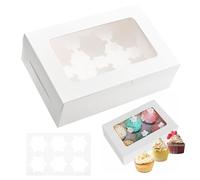 ZMDMAH 12pcs boite cupcakes 6cards boite gateau 24×16×7.5cm cupcake boite a cupcake Convient pour les cupcakes, les muffins, les desserts
