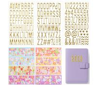 ZMDMAH 13 Feuilles Autocollants, Lettres Autocollantes, Gommette Autocollante Enfant Sticker Brillant Multicolore Stickers Lettres Alphabet Or Autocollant Adhésif pour Cadeau Cartes de Vœux Enveloppe