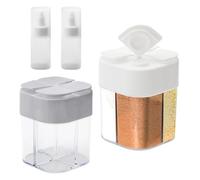ZMDMAH 2 Pièces pots à épices 4 en 1, Transparentes Blanc et Gris pot a Epices Carrés Boite Epices Cuisine avec Couvercle, Spice Jar pour Cuisine Camping Barbecue Pique-Nique Voyage