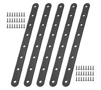 ZMDMAH 6 Pièces Plaque Perforée Noire, 244 x 19 x 3 mm D'Assemblage Perforée Plates Plaque de Réparation Equerre Plate Plaque Metal avec 48 Vis, Plaques de Raccord pour Mobilier Armoires Étagères