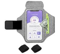 ZMDMAH Brassard de sport réglable pour téléphone portable - Convient pour les téléphones portables jusqu'à 6,8" - iPhone 16/15/14/13/12 Pro Max - Pour la course et le fitness - Gris