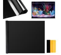 ZMDMAH Fond D'aquarium Noir, 40 x 200 cm Fond D'aquarium Statique, Fond D'aquarium Adhésif Statique Noir Générique Décorations de Papier Peint D'aquarium Fond Noir pour Aquarium Film Arrière