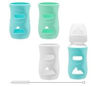 ZMDMAH Lot de 3 biberons en silicone, 240 ml, porte-biberons incassables, couvercle anti-chute, compatible avec les biberons Philips Avent, sans BPA (blanc/bleu/vert)