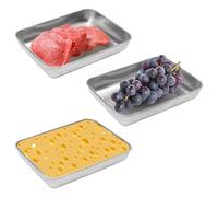 ZMDMAH Lot de 3 bols à paner, 23 x 20 x 5 cm plat four rectangulaire,plat inox, bac inox, plateau inox, plat inox rectangulaire,bac inox alimentaire Pour fruits, viande, poisson, gâteaux
