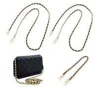 ZMDMAH Lot de 3 chaînes de sac - En métal - 120 cm - Doré - Pour sac à main - Chaîne plate - Chaîne de sac à main - Sac à main - Remplacement
