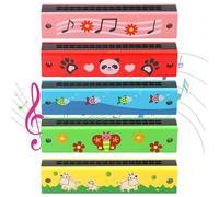 ZMDMAH Lot de 5 Harmonica Enfant, Harmonica en Bois pour Enfants, Harmonica Adulte, Harmonicas, 16 Trous, pour Adultes, Motifs Mignons, Convient aux débutants, Adultes et Enfants