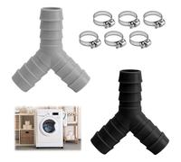 ZMDMAH Répartiteur en Y 2 voies, Répartiteur en Y, Tuyau d'alimentation Raccord d'eau Répartiteur de vidange pour machine à laver Double raccord Répartiteur de tuyau avec 6 colliers de