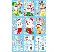 ZMdooreasy Autocollants statiques pour fenêtre de vacances avec Père Noël, bonhomme de neige, élan et flocons de neige, conçus pour une visibilité double face sur les surfaces en verre