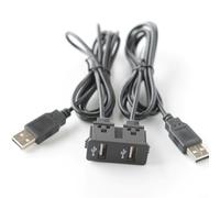 ZMdooreasy Câble d'extension double USB pour BMW - 150 cm - Fil de cuivre sans oxygène - Montage encastré - Adaptateur d'interface audio avec 2 entrées USB - Noir