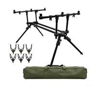 ZMdooreasy Canne à pêche en alliage d'aluminium, trépied réglable à 3 têtes pour pêche à la carpe, extensible 63-110 cm, support portable avec sac de transport, montage sans outils