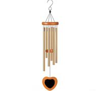 ZMdooreasy Carillon éolien en aluminium de 64 cm, décoration de jardin d'extérieur avec attrape-cœur, cadeau commémoratif de condoléances pour maman, carillon en métal pour terrasse, balcon (cœur doré