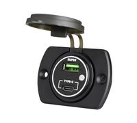 ZMdooreasy Chargeur de voiture 66 W double port USB, interrupteur tactile étanche avec anneau LED, PD et pour QC3.0 charge rapide pour voiture, moto, bateau, camping-car 12 V 24 V (lumière blanche)