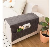 ZMdooreasy Housse d'accoudoir de canapé en polyester 60 x 110 cm Peluche douce et résistante à l'usure pour décoration de chambre (noir et gris)