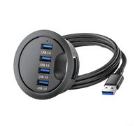 ZMdooreasy Hub à œillets de bureau à 4 ports USB 3.0 Système de gestion des câbles de bureau rapide 5 Gbit/s Transfert de données Organiseur de trou de table de bureau pour PC et ordinateurs portables