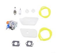 ZMdooreasy Kit de carburateur pour débroussailleuses 128C 128L 128LD 128R 128RJ 128CD 128LDX, pièces de rechange avec conduites de carburant, filtres à air, joints, ampoules et butée d'allumage