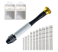 ZMdooreasy Kit de perceuse manuelle avec 20 embouts de précision 0,8 à 3,0 mm, poignée en alliage d'aluminium, poignée antidérapante en silicone pour bijoux, bois, plastique, bricolage