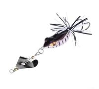 ZMdooreasy Leurre de pêche rotatif en forme de grenouille - Double hameçon coulant lentement avec paillettes à 360° et perles sonores pour bar, brochet, perche, faux appât réaliste pour eau douce et