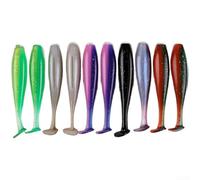 ZMdooreasy Leurres de pêche souples à queue en T, appâts nageurs en PVC avec action naturelle pour bar, ensemble d'appâts souples bicolores pour la pêche en eau douce et en eau salée (A)