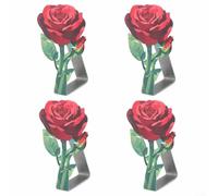ZMdooreasy Lot de 4 pinces à nappe en acier inoxydable avec élastique et prise en main pour tables jusqu'à 3,5 cm d'épaisseur, pour mariages, pique-niques et événements familiaux (rouge)