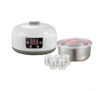 ZMdooreasy Machine à yaourt avec contrôle de la température et minuterie, couvercle transparent, cinq bocaux en verre inclus pour faire des aliments fermentés maison (réglementations américaines)