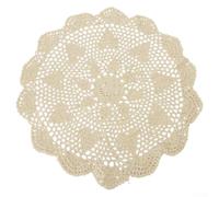 ZMdooreasy Napperon rond vintage en coton crocheté pour table à manger, café, magasin, hôtel, décoration d'intérieur (60 cm, beige)