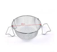 ZMdooreasy Panier à frire rond en acier inoxydable avec poignée pour la cuisine à la maison, grille en fer galvanisé pour une friture uniforme et un nettoyage facile, argenté (22 cm)