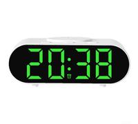 ZMdooreasy Réveil numérique avec chargement sans fil 15 W, écran LED, commande vocale, veilleuse réglable, triple réglage d'alarme pour la maison et le bureau (vert)