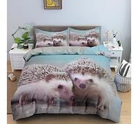 ZMDQD Parure de lit 220x240 Adulte Petit hérisson Housse de Couette Microfibre + 2 Taies D'oreillers 65x65cm Avez Fermeture Éclair