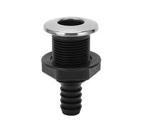 ZMellifluent Bouche d’évacuation traversante pour Coque, 3/4 Pouce, Droite, Noire ; raccord traversant pour Coque avec Couvercle en Acier Inoxydable 316 ; Conception à Embout barbelé, destiné