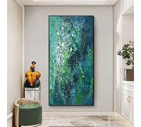 ZMFBHFBH Abstrait Simple Salon Grande Taille Mur Art Peinture À L'huile Vert Salon Noir Encadré Peinture Décorative Oeuvre Moderne 62x127cm(24x50in) avec Cadre