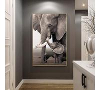 ZMFBHFBH Grande Toile Art Mural Peinture rétro éléphant bébé éléphant entrée Animale Impressions sur Toile et Affiche Image décorative 60x100 cm sans Cadre