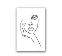 ZMFBHFBH Imprimer Le Penseur Picasso Dessin Au Trait Affiche Moderne Minimaliste Visage Art Croquis Noir Blanc Mur Art Décor Toile Peinture 40x60cm (15.7x23.6 pouces) Avec Cadre