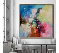 ZMFBHFBH Original grande peinture abstraite contemporaine peinte sur toile Art abstrait peinture Art toile peinture décoration murale 70x70cm (28x28in) avec cadre
