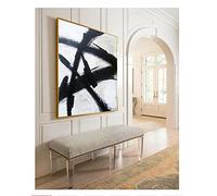 ZMFBHFBH Peinture Abstraite Art Contemporain Abstrait Huile Contemporain Extra Large Décoration Murale Peinture Noir Et Blanc Art Mural 70x70cm (28x28in) Avec Cadre